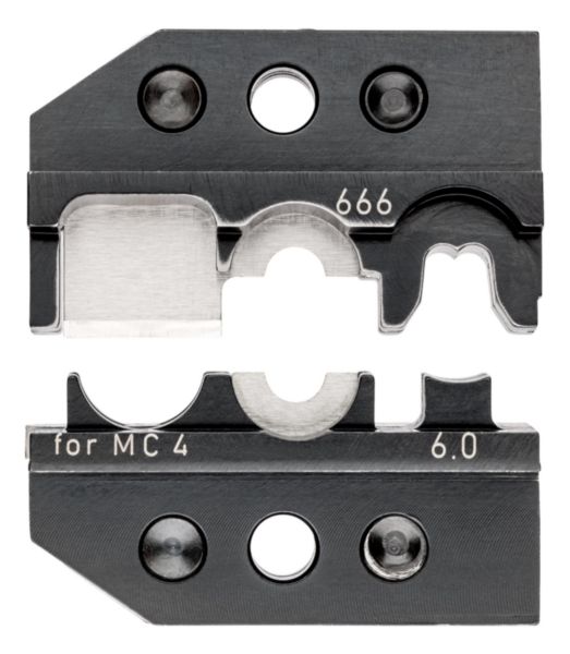 Image principale de Matrices multifonctions pour pince à sertir KNIPEX 97 43 200 - Permet de couper, dénuder et sertir avec une seule paire de matrices - Pour connecteurs solaires MC4 (Multi-Contact) de 6mm² - AWG 10