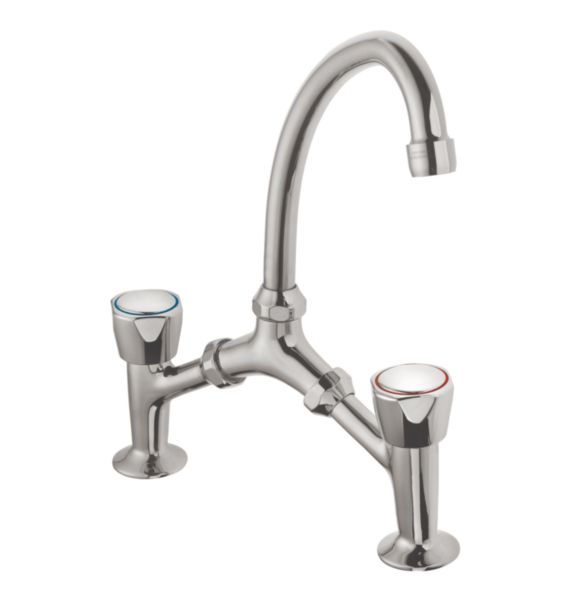 Image principale de Mélangeur lavabo 2 trous, tête à clapet, bec 200mm