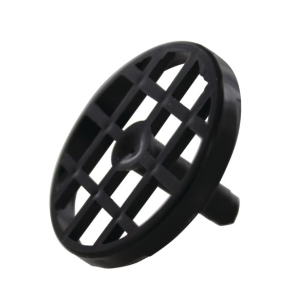 Grille d'évacuation pour bonde ø 50 mm et bac de laboratoire (ø réel 37 mm). Matière polypropylène. Finition noire.