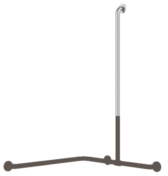 Barre de douche d'angle avec remontée coulissante Inox satiné