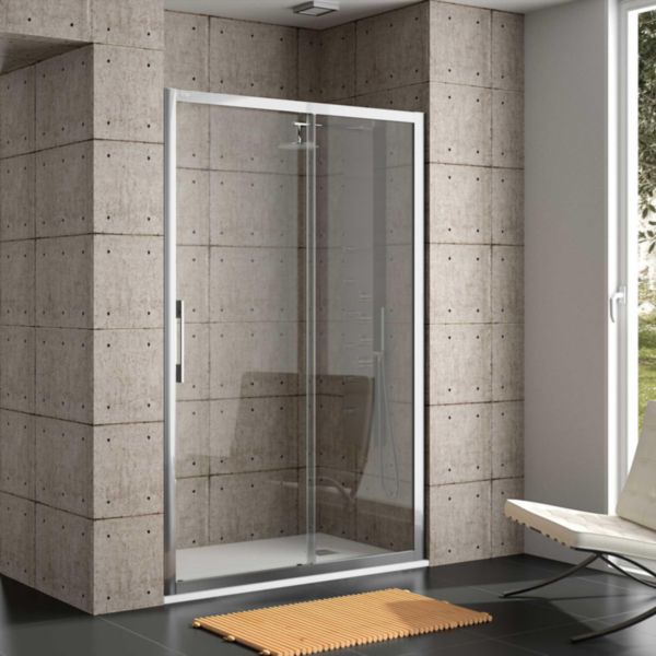 Paroi de douche CLEAR façade 1P et 1F Paillettes Transparentes 1590 - 1640 x 195