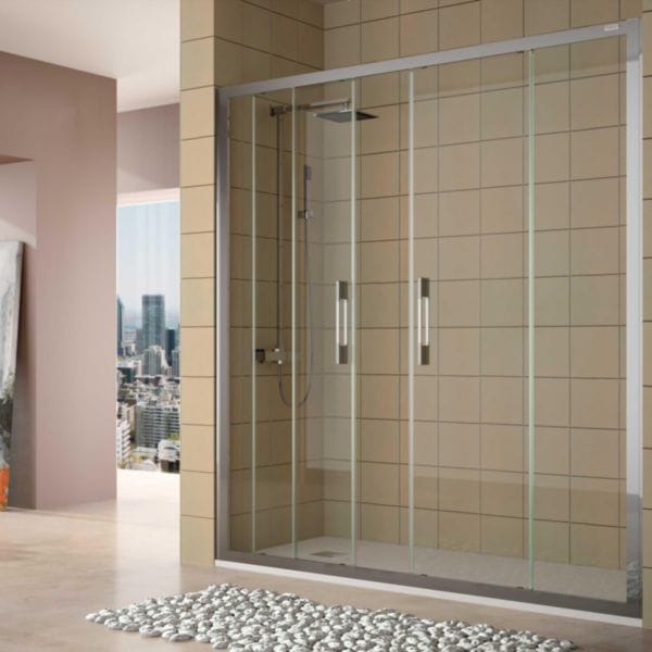 Paroi de douche CLEAR façade 2P et 2F Paillettes Transparentes 1740 - 1790 x 195