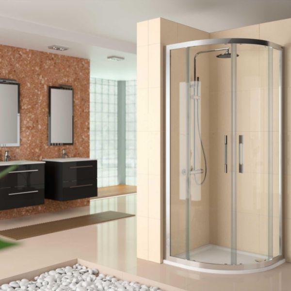 Paroi de douche CLEAR arrondie roca Paillettes Transparentes 765 - 765 x 1950 mm
