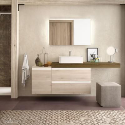 Plan de toilette COMPAKT 800 Chêne Havana dimensions mm: largeur 800 x hauteur 120 x profondeur 450 Sur mesure Réf. 84040 SALGAR