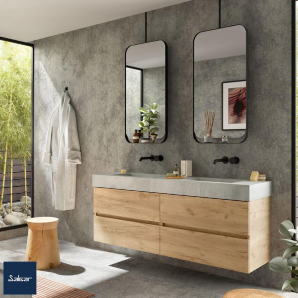 Plan de toilette COMPAKT 2550 Ciment dimensions mm: largeur 2550 x hauteur 120 x profondeur 450 Sur mesure Réf. 83404 SALGAR