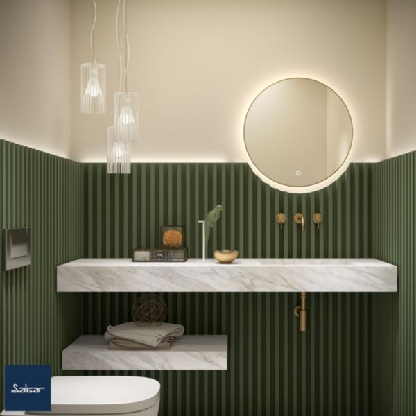 Plan de toilette COMPAKT 1200 Marbre Blanc dimensions mm: largeur 1200 x hauteur 120 x profondeur 450 Sur mesure Réf. 83342 SALGAR