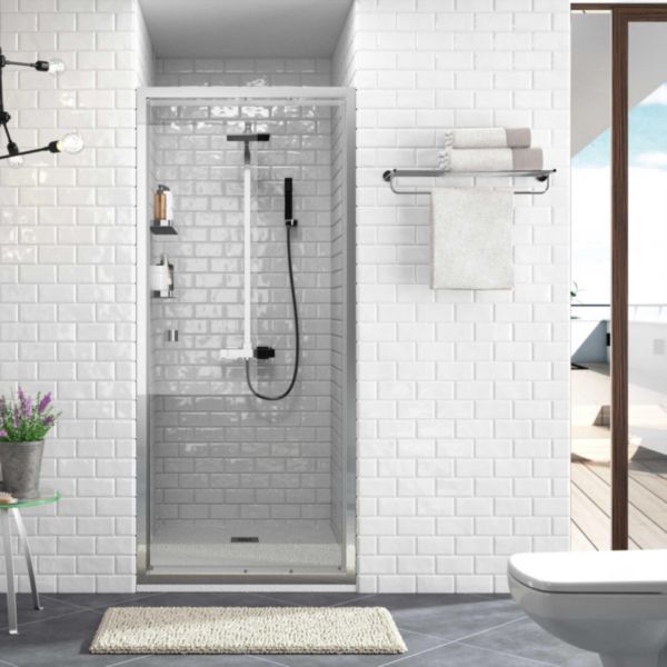 Paroi de douche HABITAT 1P et un volet pivotant Paillettes Transparentes 660 - 7