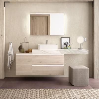 Plan de toilette COMPAKT 1400 Marbre Blanc dimensions mm: largeur 1400 x hauteur 120 x profondeur 500 Sur mesure Réf. 26087 SALGAR
