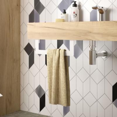 Porte serviette COMPAKT 300 Blanc Mat dimensions mm: largeur 300 x hauteur 100 Réf. 26194 SALGAR
