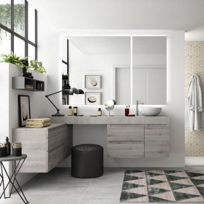 Plan de toilette COMPAKT 2000 Ciment dimensions mm: largeur 2000 x hauteur 120 x profondeur 500 Sur mesure Réf. 26119 SALGAR