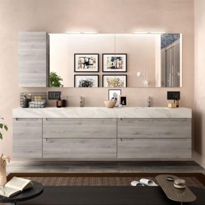 Plan de toilette COMPAKT 2550 Marbre Blanc dimensions mm: largeur 2550 x hauteur 120 x profondeur 450 Sur mesure Réf. 25438 SALGAR