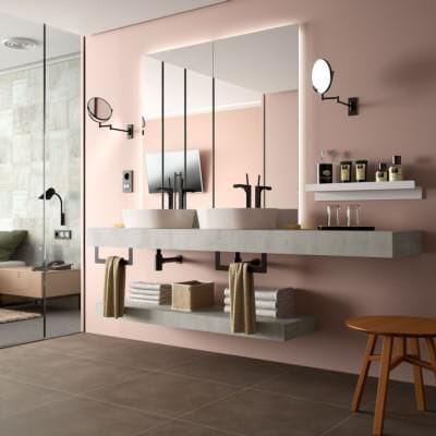 Plan de toilette COMPAKT 2000 Ciment dimensions mm: largeur 2000 x hauteur 120 x profondeur 450 Sur mesure Réf. 26056 SALGAR