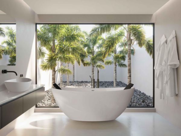 Baignoire HOESCH en béton minéral NAMUR / dimension 170x75 cm autonome finition blanc mat