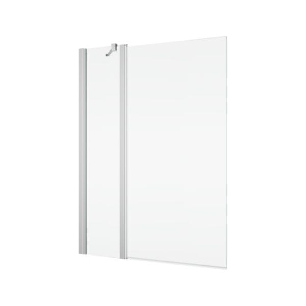 SOLINO - Pare-baignoire pivotant 2 éléments dont 1 fixe avec renfort d angle - ouverture à 180° - 1100x1500 - Poli-brillant - Vitrage Transparent (07) 6mm