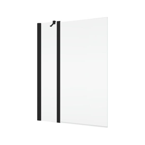 SOLINO - Pare-baignoire pivotant 2 éléments dont 1 fixe avec renfort d angle - ouverture à 180° - 1100x1500 - Noir mat -Vitrage Transparent (07) 6mm