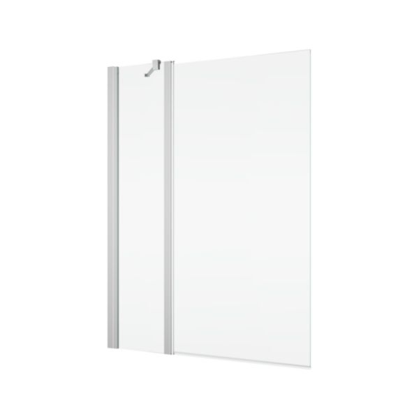 SOLINO - Pare-baignoire pivotant 2 éléments dont 1 fixe avec renfort d angle - ouverture à 180° - 900x1500 - Poli-brillant - Vitrage Transparent (07) 6mm