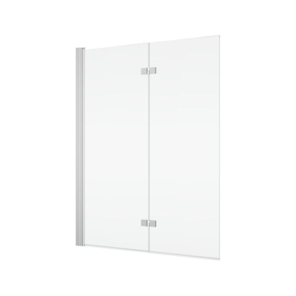 SOLINO - Pare-baignoire repliable 2 volets - ouverture intérieure et extérieureà 90° - pivot gauche - 900x1500 - Poli-brillant - Vitrage Transparent (07) 6mm