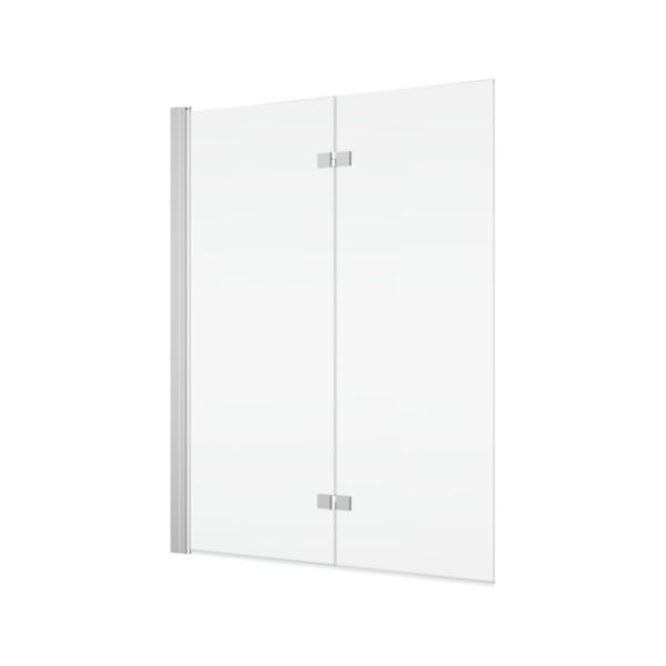 SOLINO - Pare-baignoire repliable 2 volets - ouverture intérieure et extérieureà 90° - pivot gauche - 1000x1500 - Poli-brillant - Vitrage Transparent (07) 6mm