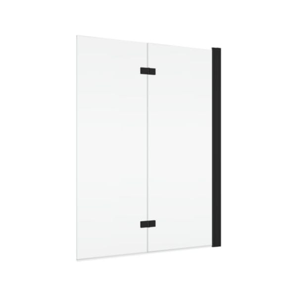 SOLINO - Pare-baignoire repliable 2 volets - ouverture intérieure et extérieureà 90° - pivot droit - 1200x1500 - Noir mat - Vitrage Transparent (07) 6mm