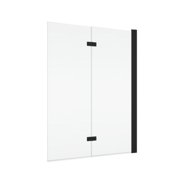 SOLINO - Pare-baignoire repliable 2 volets - ouverture intérieure et extérieureà 90° - pivot droit - 1100x1500 - Noir mat - Vitrage Transparent (07) 6mm