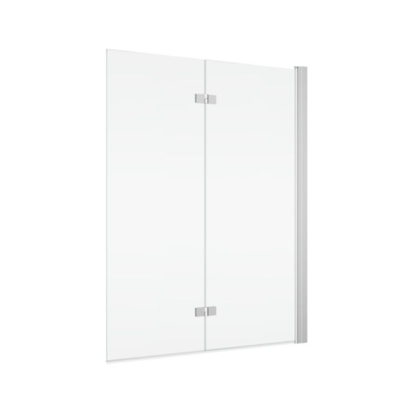 SOLINO - Pare-baignoire repliable 2 volets - ouverture intérieure et extérieureà 90° - pivot droit - 1000x1500 - Poli-brillant - Vitrage Transparent (07) 6mm