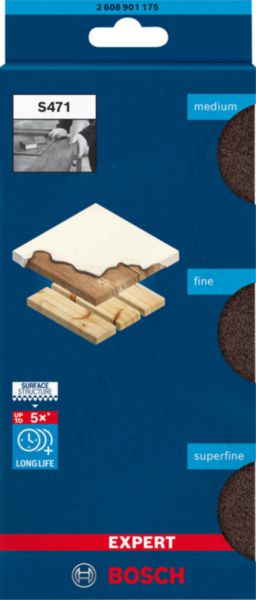 Eponge de ponçage en mousse Expert Standard S471 69 x 97 x 26 mm, M, F, SF, 3 pces