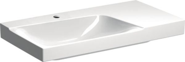 Image principale de Lavabo Geberit Xeno² avec plage de dépose, 90x48cm, trou de robinetterie au centre, sans trop-plein, plage de dépose à droite, Blanc, KeraTect