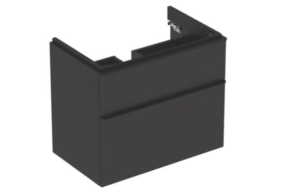 Image principale de Meuble bas Geberit Smyle Square pour lavabo, avec deux tiroirs: Largeur 73.4cm, Hauteur 61.7cm, Profondeur 47cm, gris velouté / laqué mat, gris velouté / thermopoudré mat
