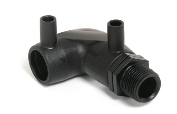 Coude 90° mâle électrosoudable, filetage PE 100.