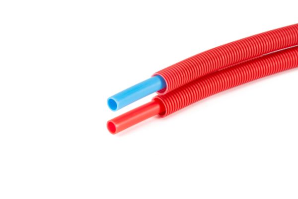 RAUTHERM Hydro 12x1,1 Duo rouge + bleu prégainé rouge<br>Tube PE-Xa sans BAO.