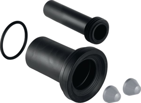 Kit de manchettes de raccordement Geberit pour WC suspendu, longueur 18,5 cm, avec joint à lèvres: d=90mm, d1=45mm, chromé mat
