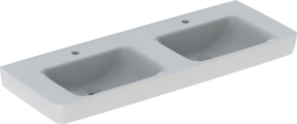 Image principale de Lavabo double Geberit Renova Plan 130 cm 2 cuves sans trop plein avec trou de robinetterie