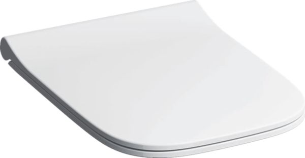 Abattant WC Geberit Smyle Square, design slim, non recouvrant: Fermeture ralentie=Oui, Charnières déclipsables =Oui, Fixation=Par le haut, blanc