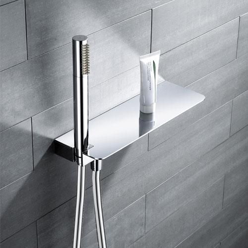 Tablette avec prise d'eau murale encastree chrome