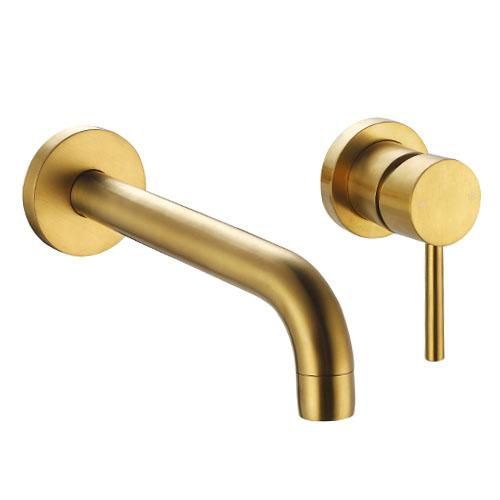 Mitigeur lavabo encastre 2 trous mural ortence pvd or brosse