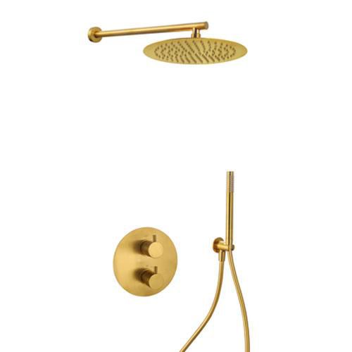 Formule de douche encastree thermostatique ortence pvd or brosse