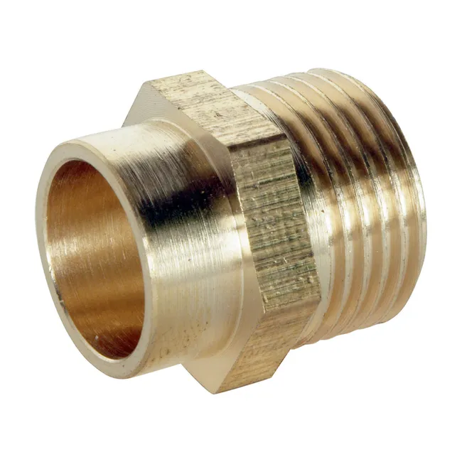Image principale de Raccord laiton droit à souder - Mâle 12/17 - Tube cuivre Ø12 - Sachet 2 pièces