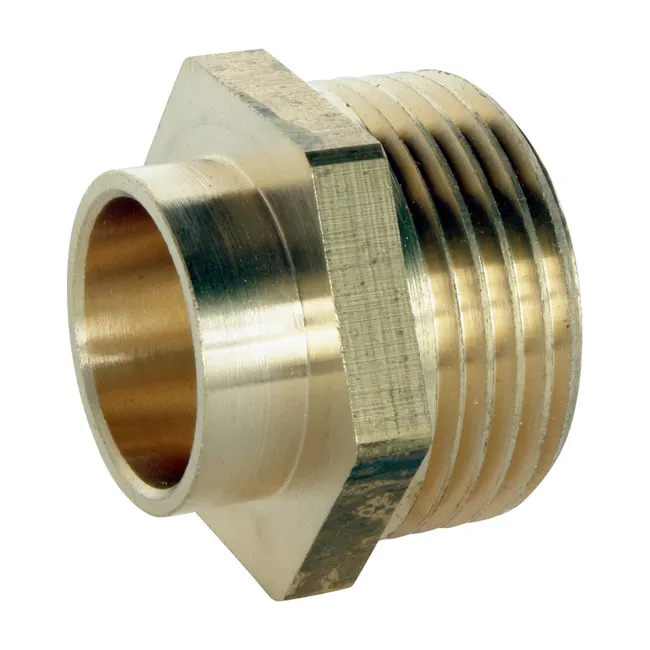 Image principale de Raccord laiton droit à souder - Mâle 20/27 - Tube cuivre Ø16 - Sachet 2 pièces